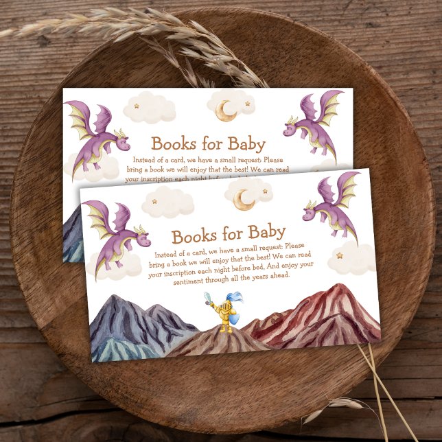 Carte D'accompagnement Médiéval Fairytale Dragon Livres Pour Baby shower (Medieval Fairytale Dragon Books For Baby Shower Enclosure Card)