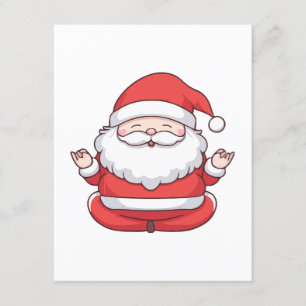 Carte D'accompagnement Méditation drôle Kawaii Père Noël Yoga