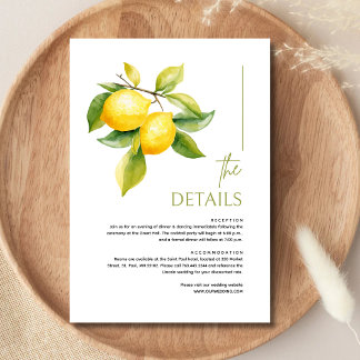 Carte D'accompagnement Mediterranean Italy Lemon Vibrant Wedding Details