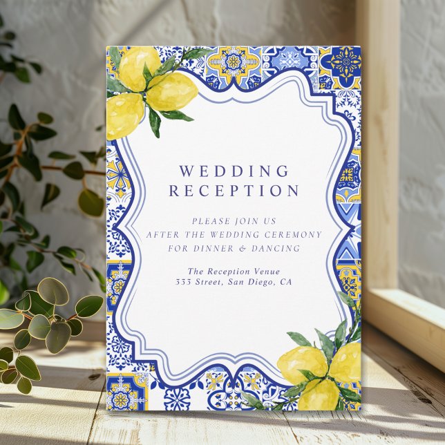 Carte D'accompagnement  Mediterranean Tile Wedding with Lemons (Créateur téléchargé)