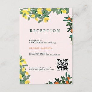 Carte D'accompagnement Méditerranéen Italien Grèce Citron Rose Mariage