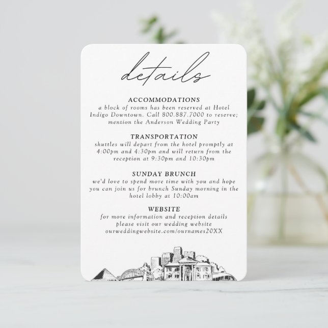 Carte D'accompagnement Memphis Mariage Petits détails verticaux (Debout devant)