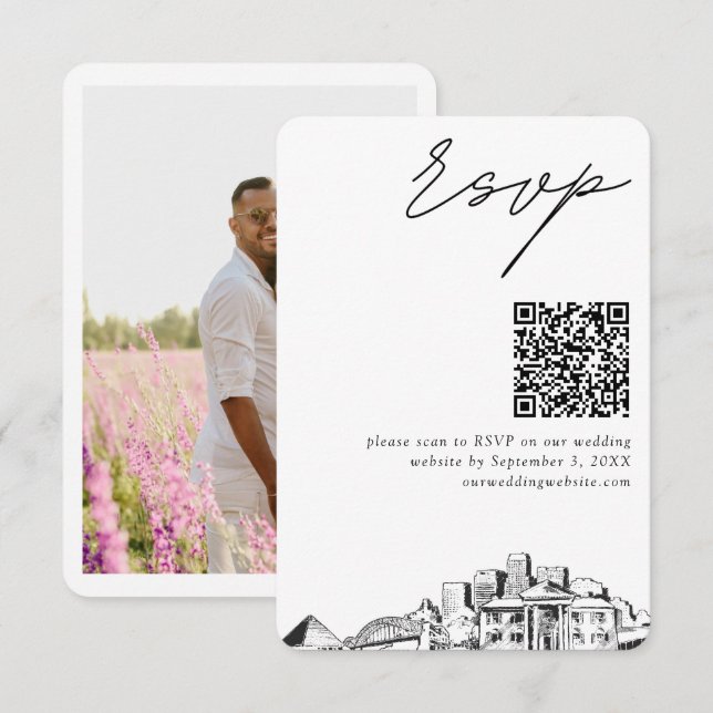 Carte D'accompagnement Memphis Wedding RSVP QR Code Petit (Devant / Derrière)