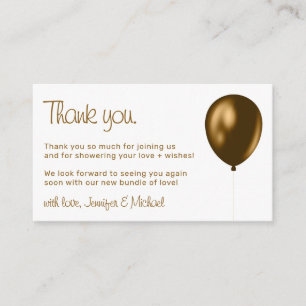 Carte D'accompagnement Merci Baby Balloon Bronze Métallisé