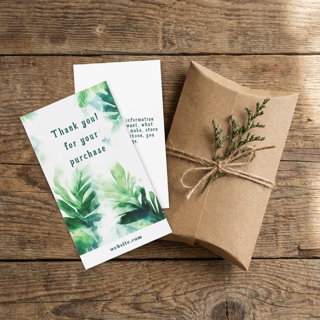 Carte D'accompagnement Merci botanique de verdure tropicale (Tropical Greenery botanical Thank You Packaging Enclosure Card.)