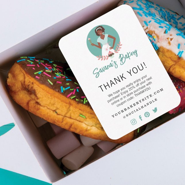 Carte D'accompagnement Merci Boulangerie Femme Ustensiles et sucreries d' (Créateur téléchargé)