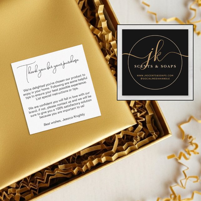Carte D'accompagnement Merci client du logo de script de monogramme d'ent (Créateur téléchargé)