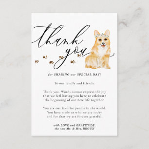 Carte D'accompagnement Merci Corgi chiot Mariage