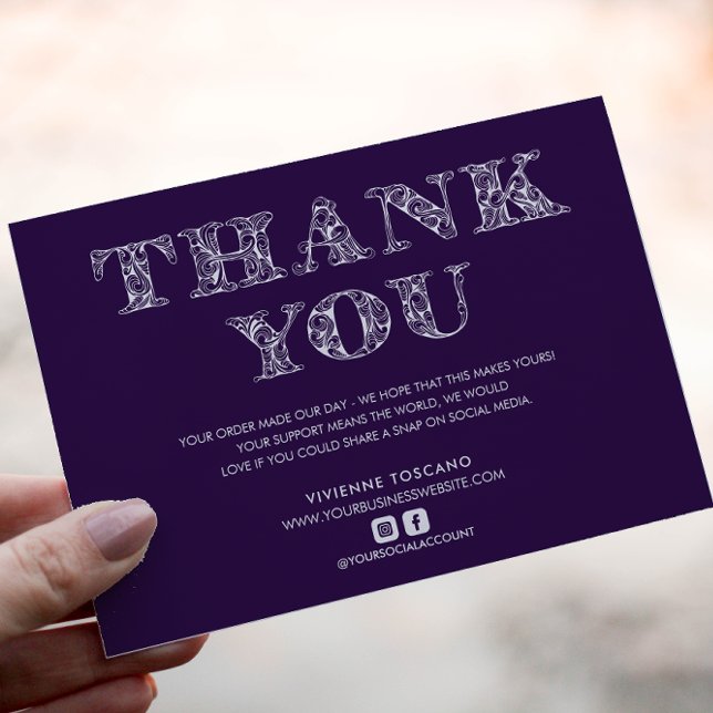 Carte D'accompagnement Merci D'AFFAIRES ÉLÉGANT SWIRL LOGO PURLE (Créateur téléchargé)