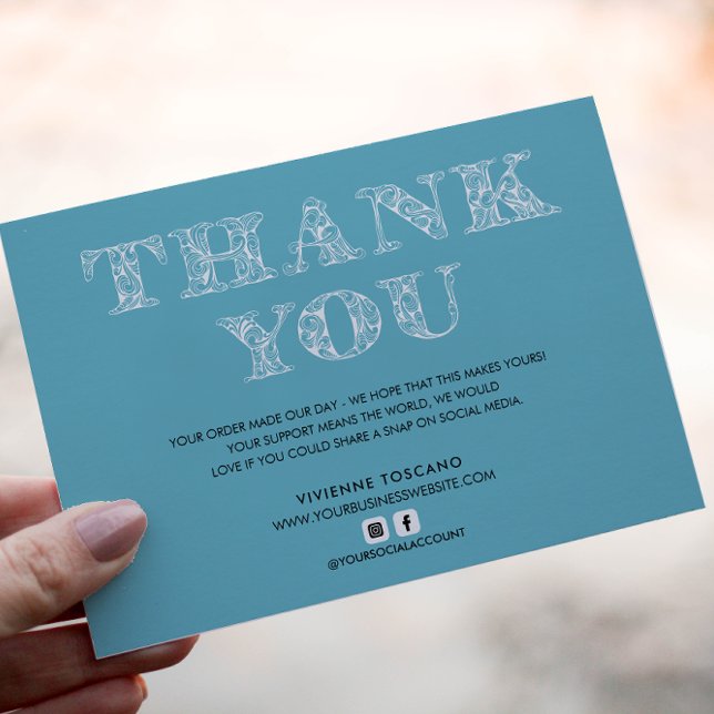 Carte D'accompagnement Merci D'AFFAIRES ELEGANT SWIRL LOGO TURQUOISE (Créateur téléchargé)