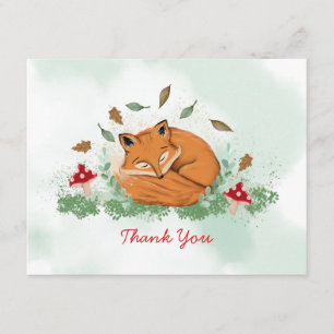 Carte D'accompagnement Merci de baby shower de Fox de sommeil