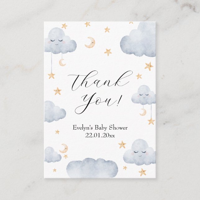 Carte D'accompagnement Merci de Baby shower Twinkle Little Star (Devant)