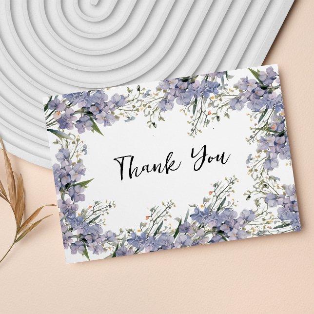 Carte D'accompagnement Merci de fleur d'été à la menthe bleue lavande (Lavender blue mint summer flower Thank You )