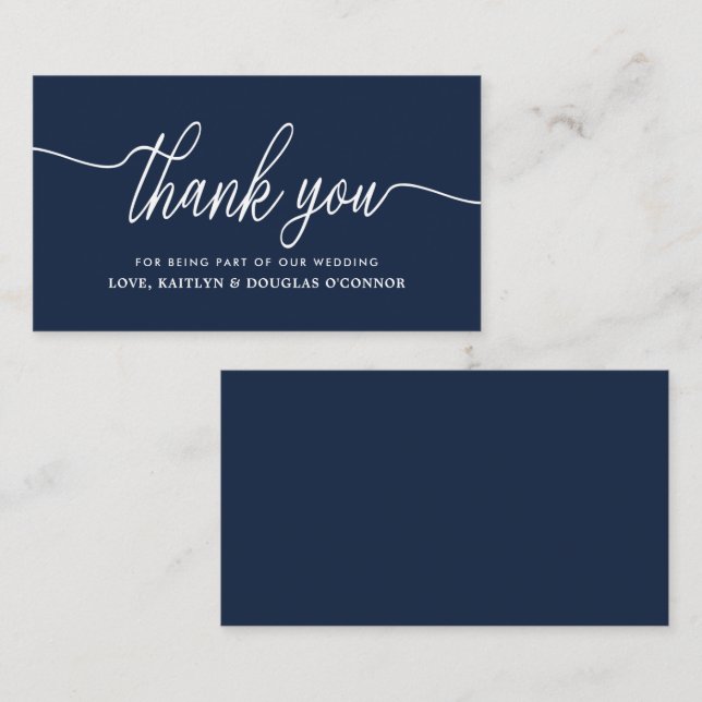 Carte D'accompagnement Merci de Mariage de script simple (Devant / Derrière)