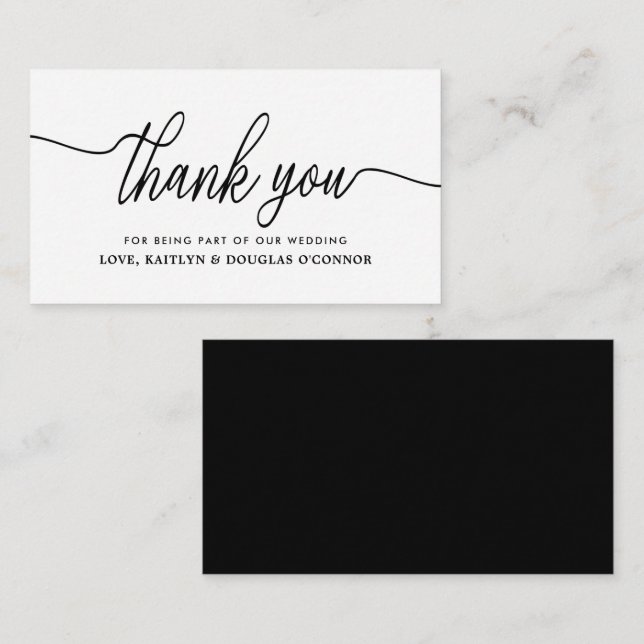 Carte D'accompagnement Merci de Mariage de script simple (Devant / Derrière)
