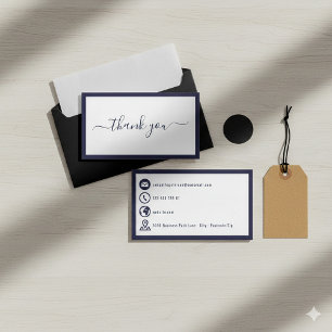 Carte D'accompagnement Merci frontière audacieuse et icônes bleues élégan