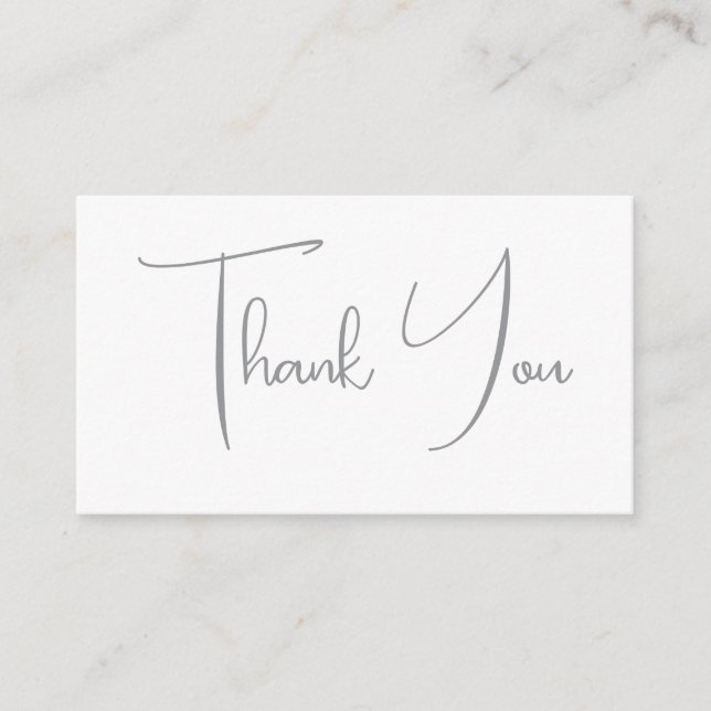 Carte D'accompagnement Merci gris manuscrit classique blanc chic (Devant)