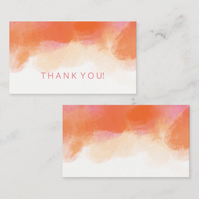 Carte D'accompagnement Merci Insérer Corail rose pâle Aquarelle (Devant / Derrière)