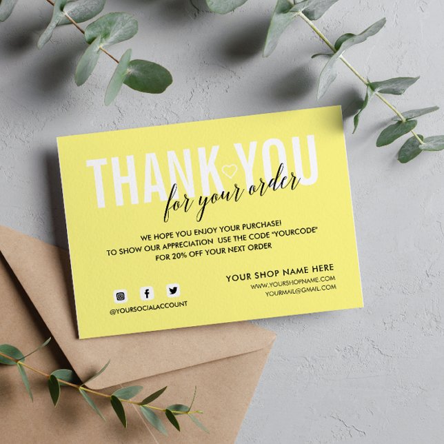Carte D'accompagnement Merci JAUNE POUR VOTRE ORDRE SOCIAL (Créateur téléchargé)