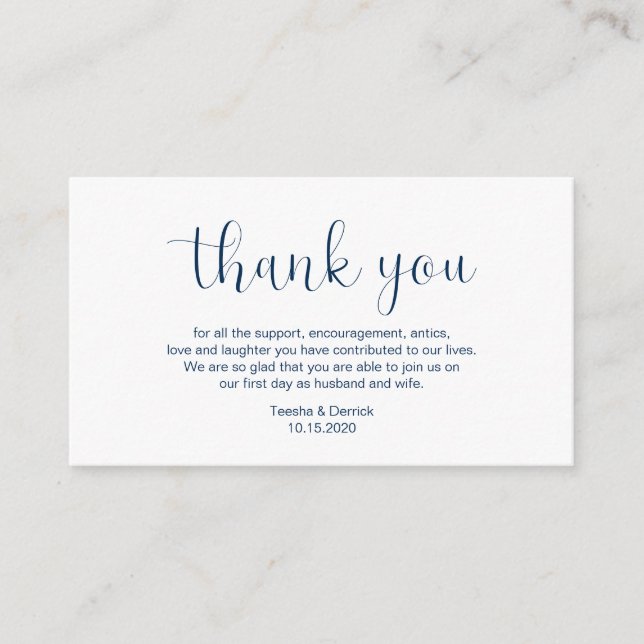 Carte D'accompagnement Merci mariage, Conception minimale, Police bleue m (Devant)