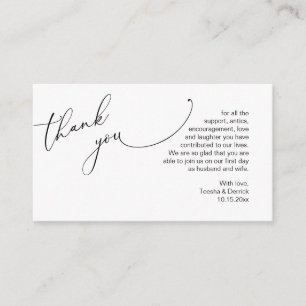 Carte D'accompagnement Merci mariage, dans le thème romantique moderne En