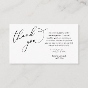Carte D'accompagnement Merci mariage, dans le thème romantique moderne En