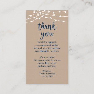 Carte D'accompagnement Merci mariage, Lumières Rustiques À Chaîne Kraft E