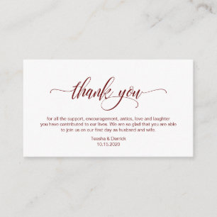 Carte D'accompagnement Merci Mariage moderne élégant et bordeaux