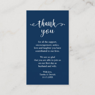 Carte D'accompagnement Merci mariage, moderne simple Rustique bleu marine