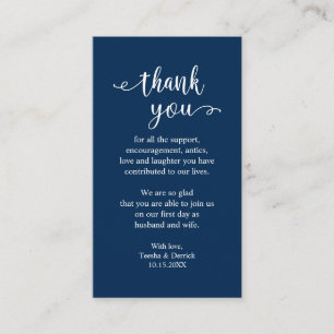 Carte D'accompagnement Merci mariage, moderne simple Rustique bleu marine