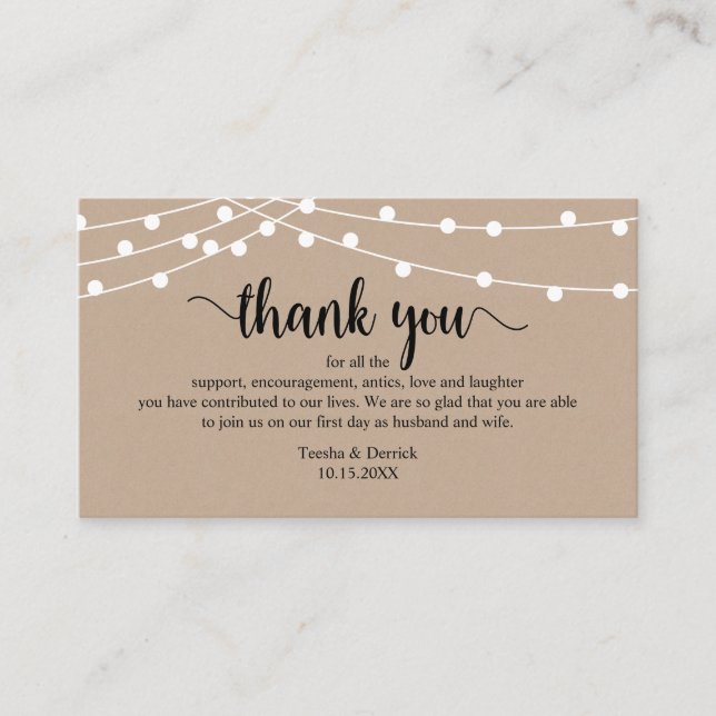 Carte D'accompagnement Merci mariage, Russe moderne Brown Kraft Enclo (Devant)