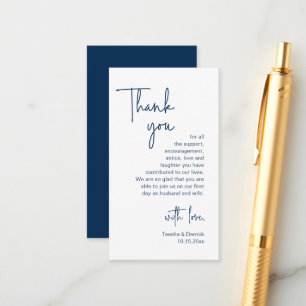 Carte D'accompagnement Merci mariage, Script bleu marine moderne