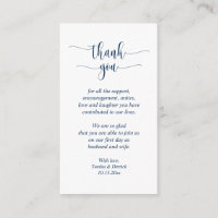 Merci mariage, Script moderne, Bleu de marine clas