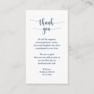 Carte D'accompagnement Merci mariage, Script moderne, Bleu de marine clas