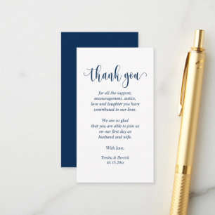 Carte D'accompagnement Merci mariage, Script moderne, Bleu de marine clas