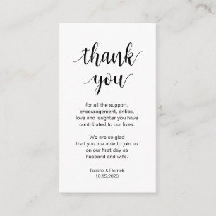 Carte D'accompagnement Merci Mariage, script simple et moderne