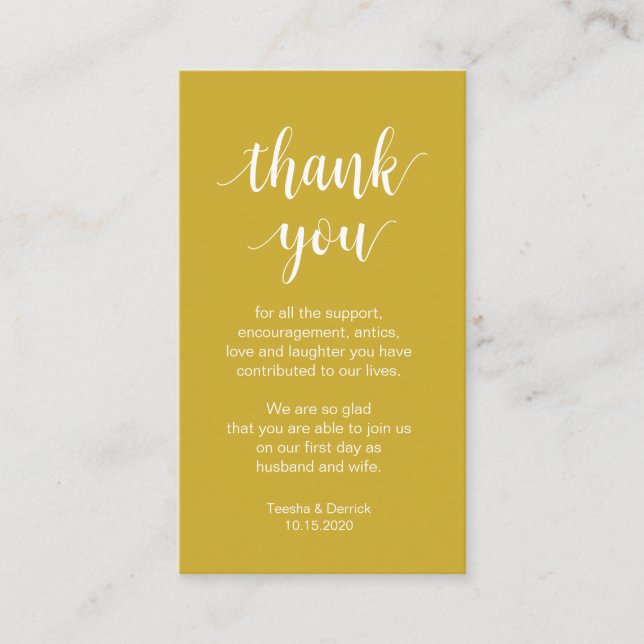 Carte D'accompagnement Merci mariage, Script simple moderne (Devant)