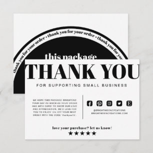 Carte D'accompagnement Merci noir blanc Arche Ordre Petite entreprise