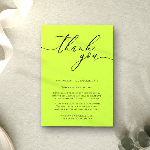 Carte D'accompagnement Merci simple minimaliste Cyber Lime Jet Black