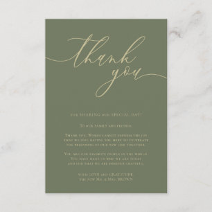 Carte D'accompagnement Merci simple Sage vert or