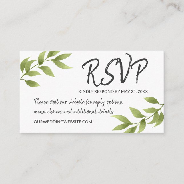 Carte D'accompagnement Mercredi RSVP Botanique Aquarelle Willow Wreath (Devant)