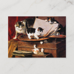 Carte D'accompagnement Mère Chat et chatons sur table