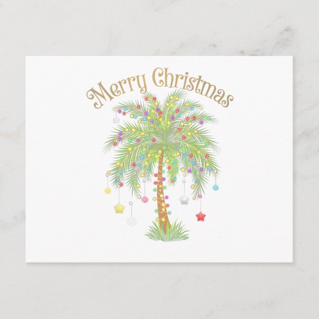 Carte D'accompagnement Merry Christmas Palm Tree Light New Year Tropical  (Devant)