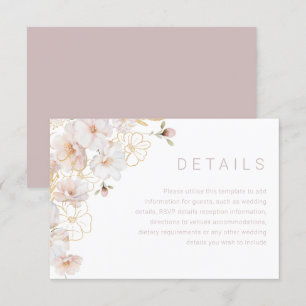 Carte D'accompagnement Merveilleux Blush & Gold Enchanted Mariage Détails