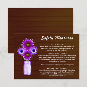 Carte D'accompagnement Mesure de sécurité pour pot Mason à fleurs violet 