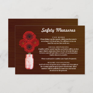 Carte D'accompagnement Mesures de sécurité de la jarre de Mason rouge fon