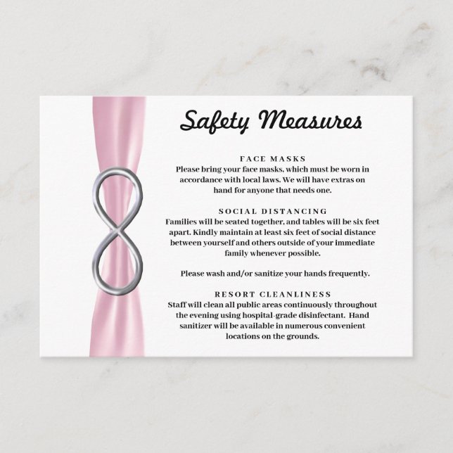 Carte D'accompagnement Mesures de sécurité de l'infinité en argent rose d (Devant)