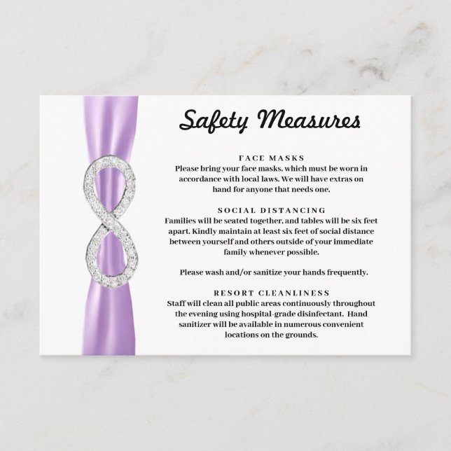 Carte D'accompagnement Mesures de sécurité Diamant Infini Ruban Violet (Devant)