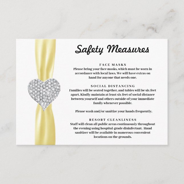 Carte D'accompagnement Mesures de sécurité Diamond Heart Yellow Ribbon (Devant)