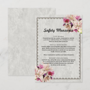 Carte D'accompagnement Mesures de sécurité en marbre floral Lily blanche